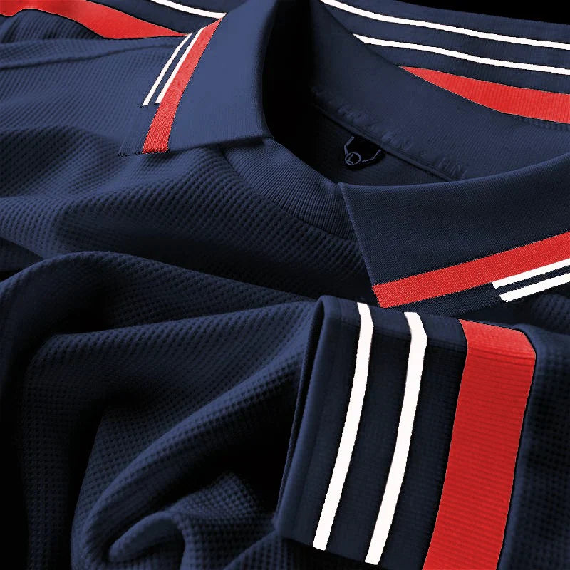 Men's Navy Blue Imported Full Sleeve Polo T-Shirt - Goamen