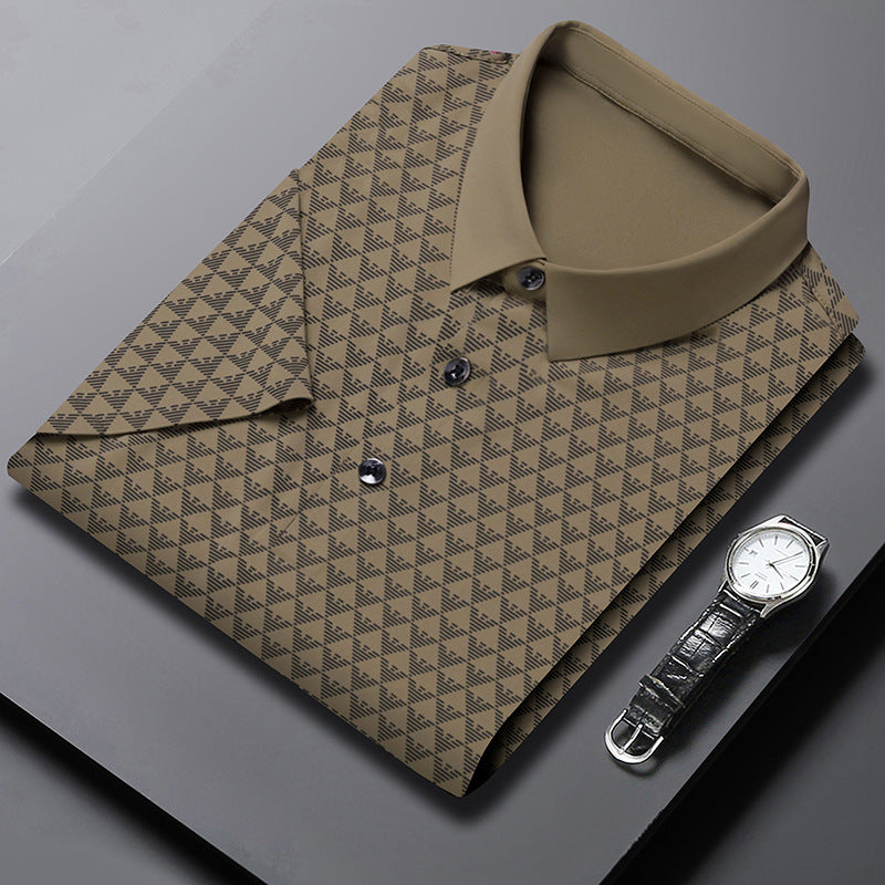 Men's Brown Printed Half Sleeve T-Shirt - Goamen