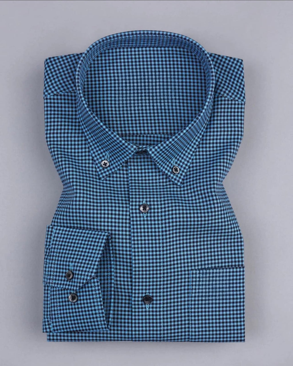 Men's Grey Regular Fit Checks Full Sleeve Shirt - Goamen