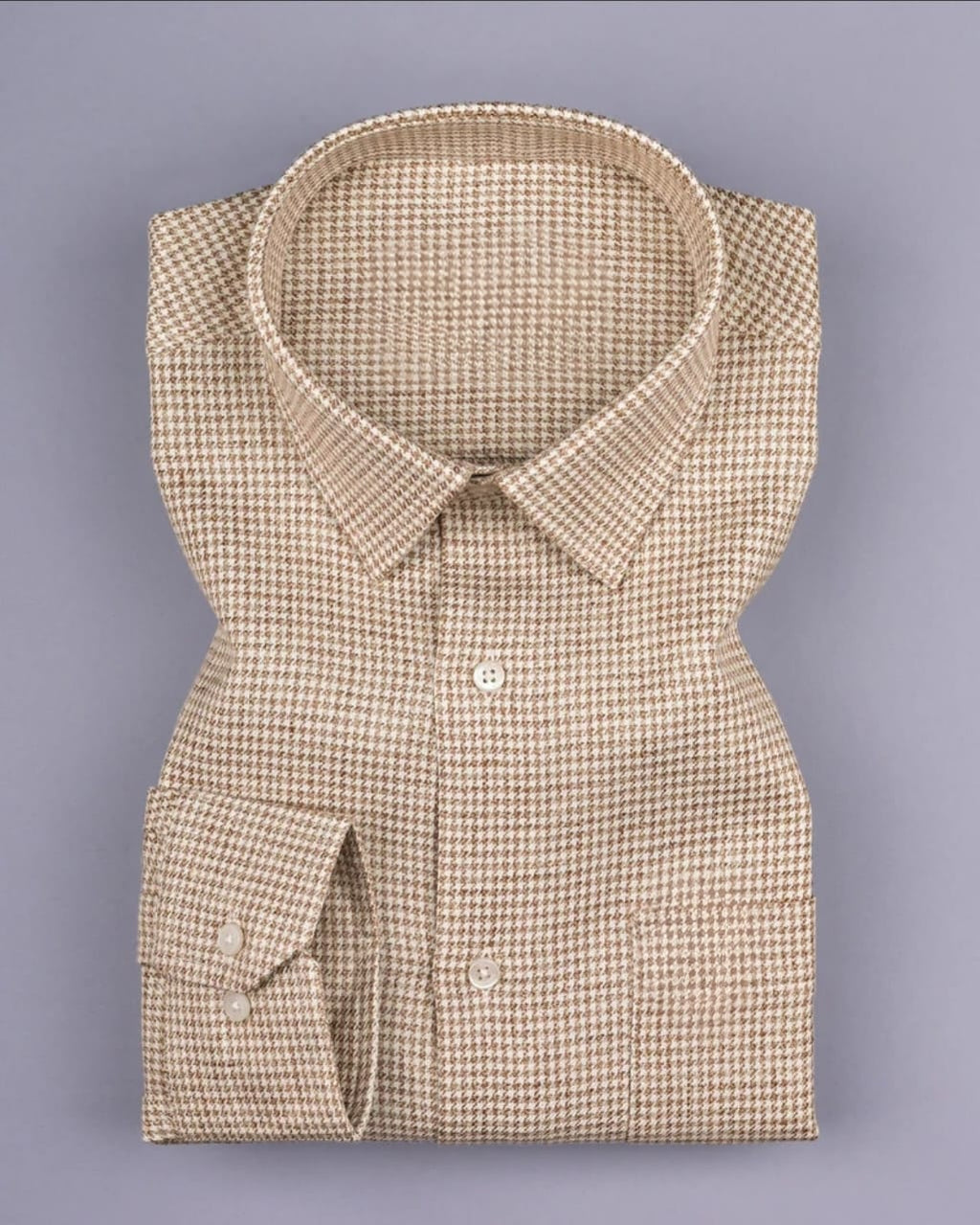 Men's Brown Regular Fit Pure Cotton Shirt - Goamen