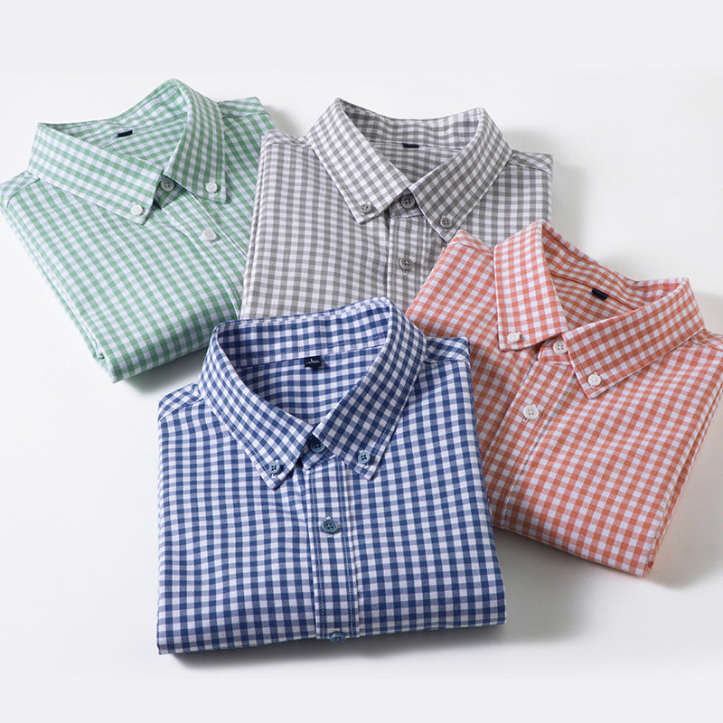 Men's Navy Checked Regular Half Sleeve Shirt - Goamen