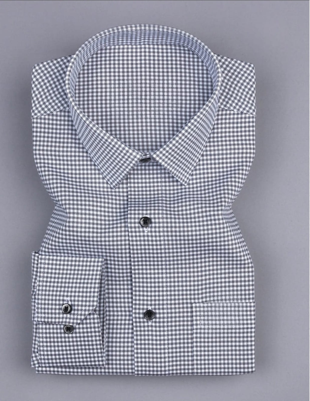 Men's Black Regular Fit Checks Full Sleeve Shirt - Goamen