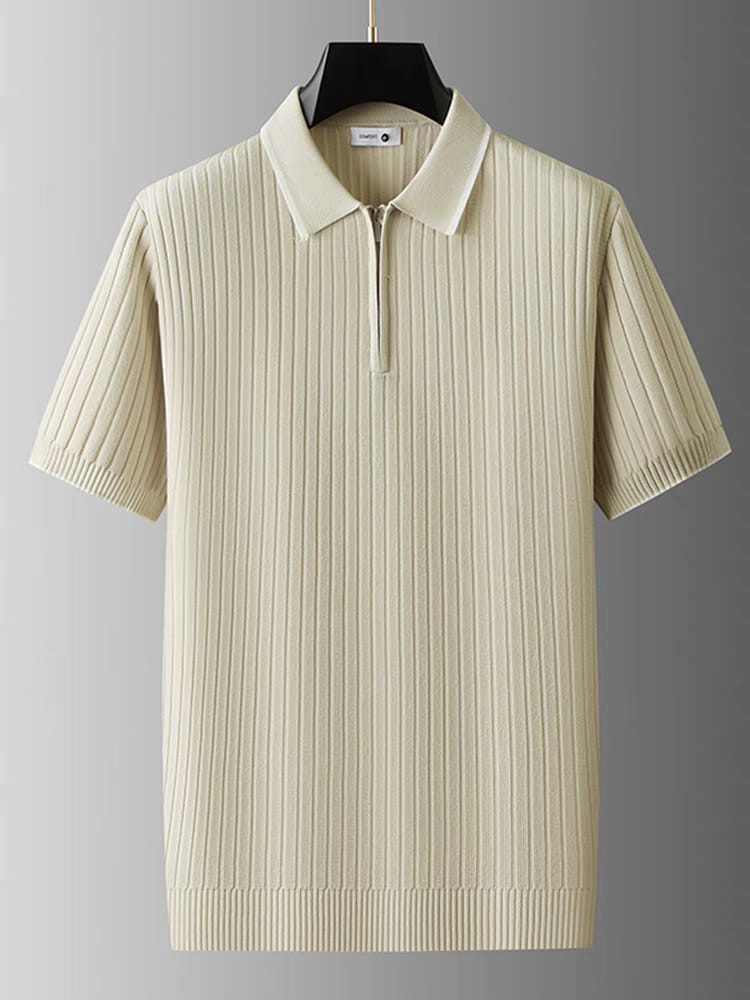 Men's Brown Woolan Zip Half Sleeve T-Shirt - Goamen