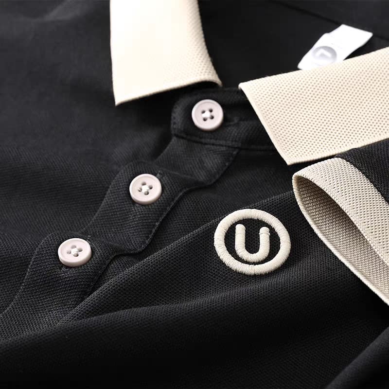 Men's Black U Logo Half Sleeve T-Shirt - Goamen