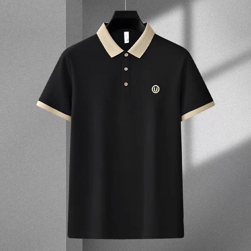 Men's Black U Logo Half Sleeve T-Shirt - Goamen