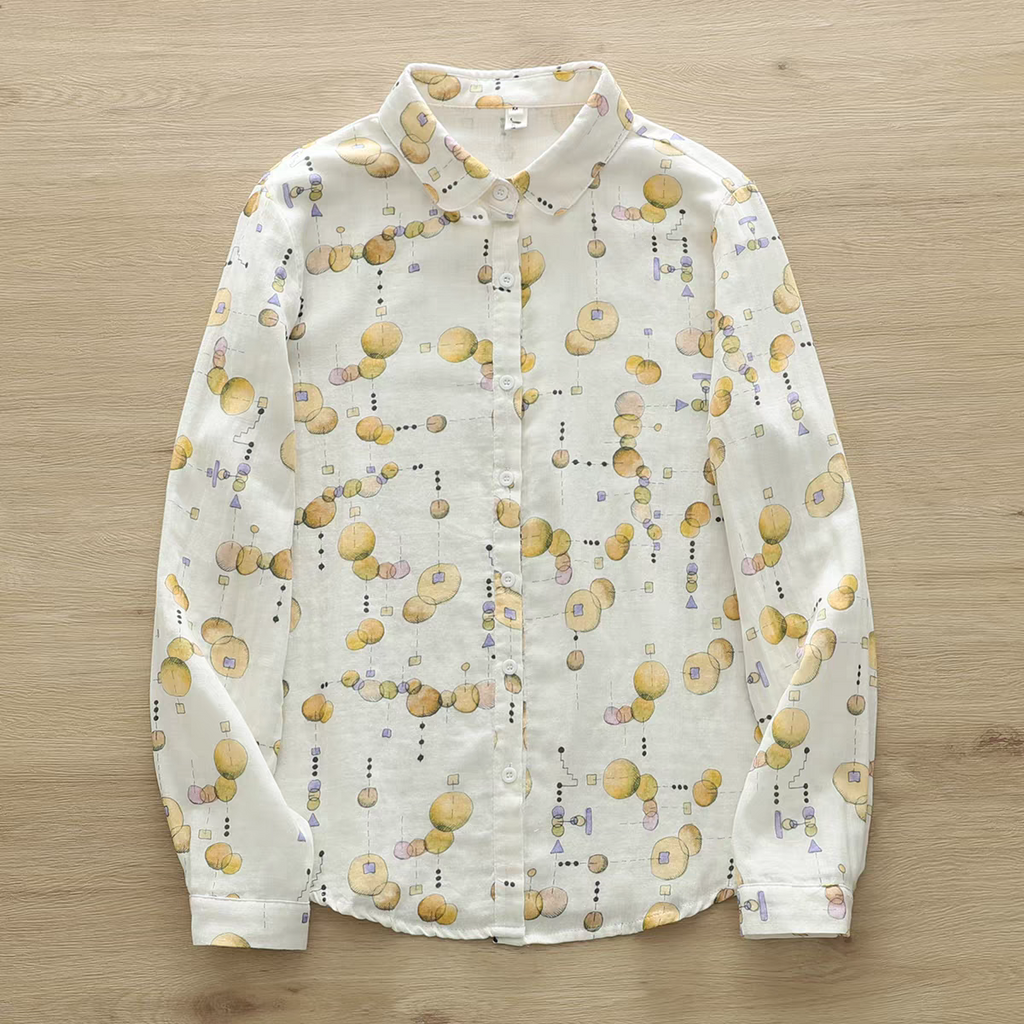 Men's Cotton Linen Printed Regular Fit Full Sleeve Shirts - Goamen