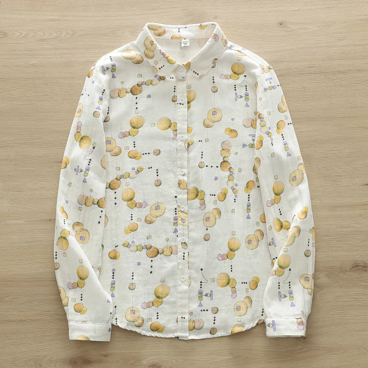 Men's Cotton Linen Printed Regular Fit Full Sleeve Shirts - Goamen