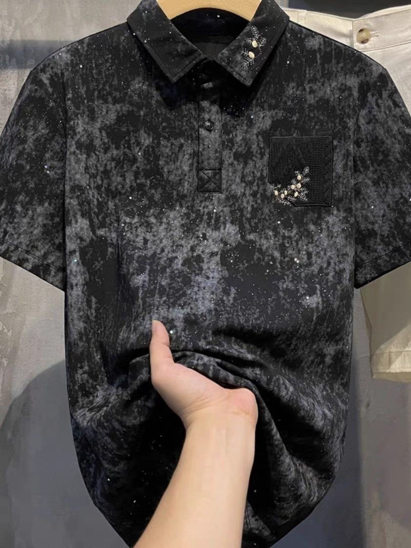 Men Black Imported Regular Fit Crew- Neck T-shirt With Small Pocket - Goamen